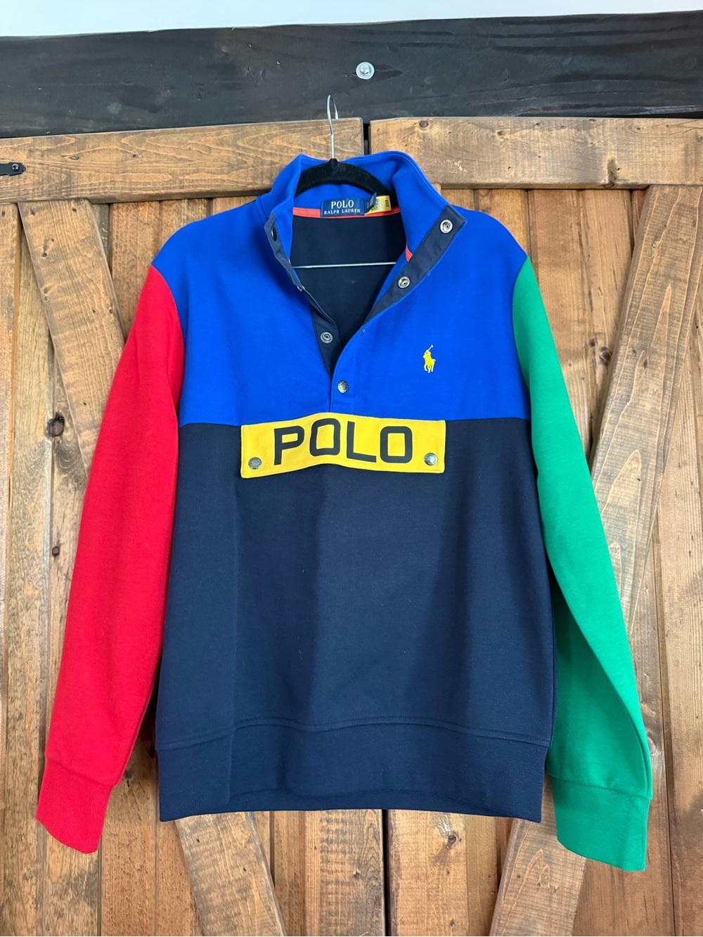 Polo by Ralph Lauren Colorblock Rugby Sweatshirt - Blue/Red/Green